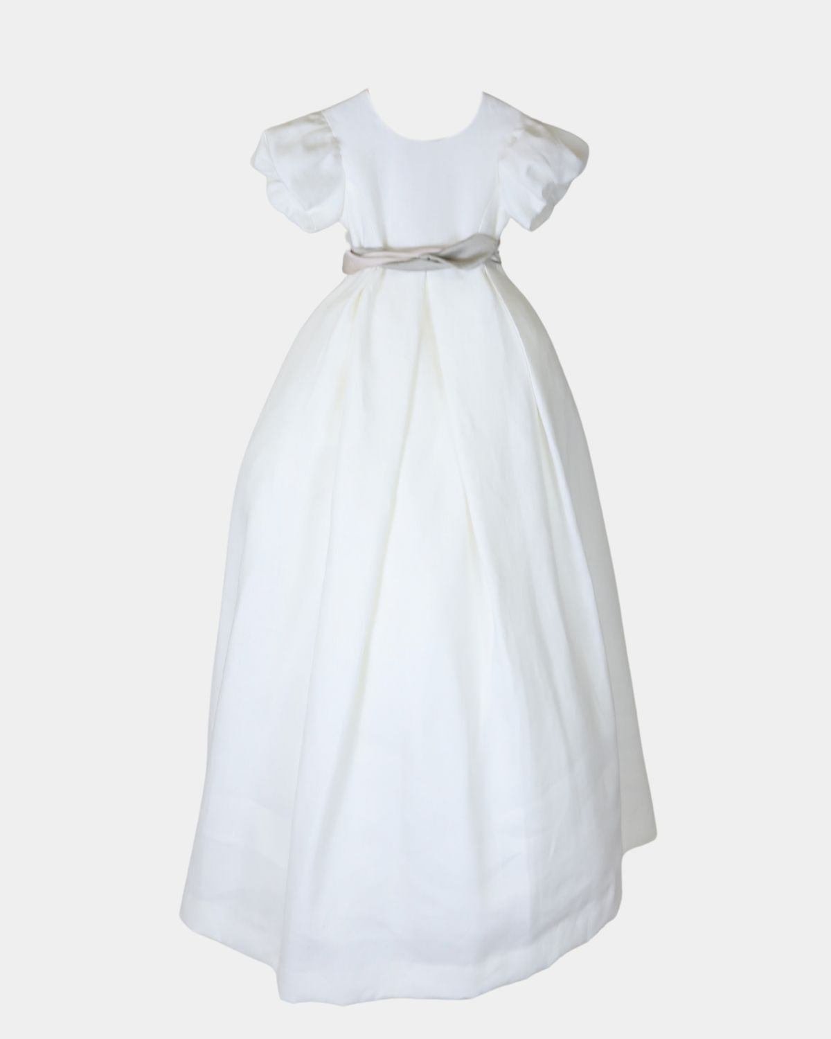 VESTIDO DE PLIEGUES EN LINO CON MANGA ABULLONADA